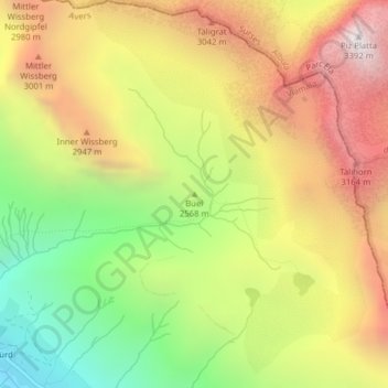 Büel topographic map, elevation, terrain