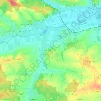 Walkertshofen topographic map, elevation, terrain