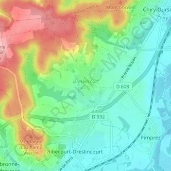 Dreslincourt topographic map, elevation, terrain