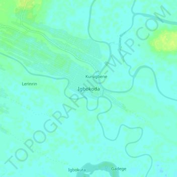 Igbokoda topographic map, elevation, terrain