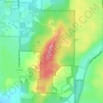 Lapham Hill topographic map, elevation, terrain