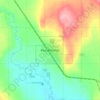 Beaverlodge topographic map, elevation, terrain