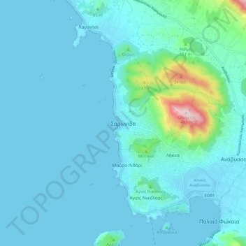 Saronis topographic map, elevation, terrain