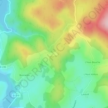 Le Champ Bercot topographic map, elevation, terrain