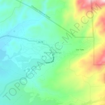 Warner Springs topographic map, elevation, terrain