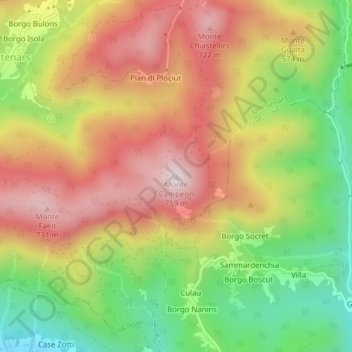 Monte Campeon topographic map, elevation, terrain
