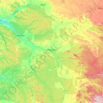 Tshopo topographic map, elevation, terrain