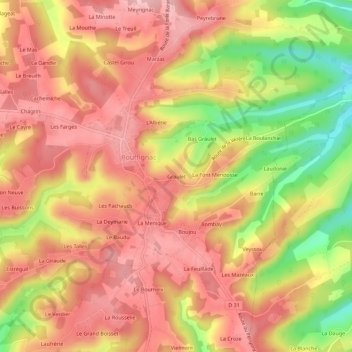 Graulet topographic map, elevation, terrain