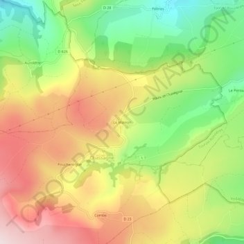 Le Malnon topographic map, elevation, terrain