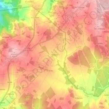 Hospital topographic map, elevation, terrain