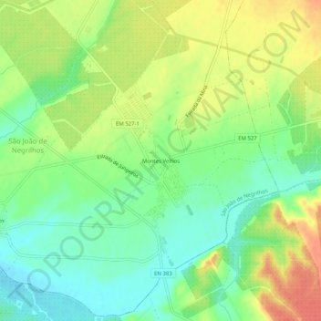 Montes Velhos topographic map, elevation, terrain