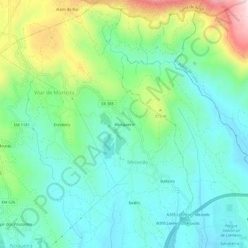 Abrigueiro topographic map, elevation, terrain