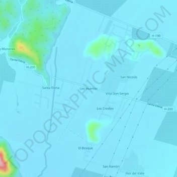 Los Huertos topographic map, elevation, terrain