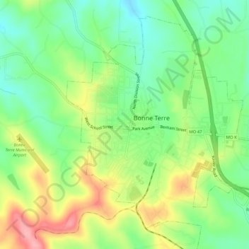 The Lead Belt topographic map, elevation, terrain
