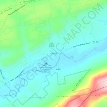 Ashfield topographic map, elevation, terrain