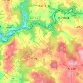 Tragenreuth topographic map, elevation, terrain