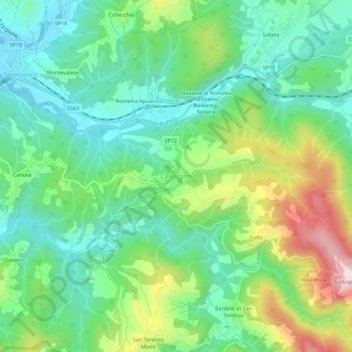 Ceserano topographic map, elevation, terrain