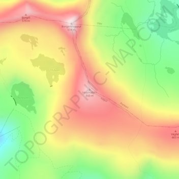Hvannafelli topographic map, elevation, terrain