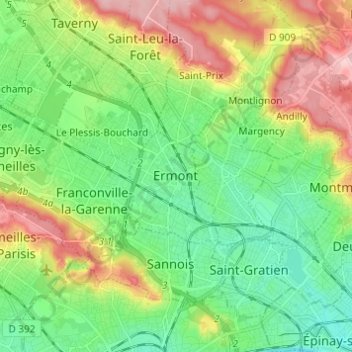 Ermont topographic map, elevation, terrain