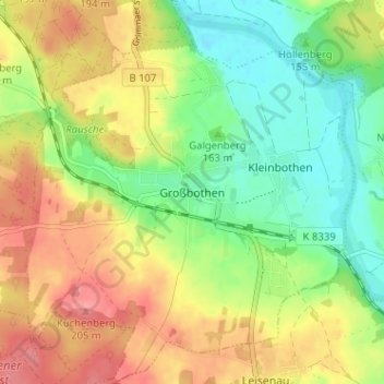 Großbothen topographic map, elevation, terrain