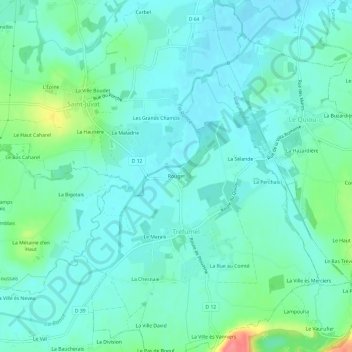 Rouget topographic map, elevation, terrain