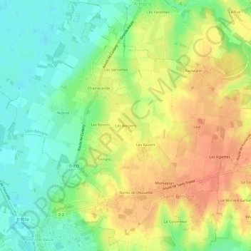 Les Bergers topographic map, elevation, terrain