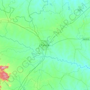 Purulia topographic map, elevation, terrain