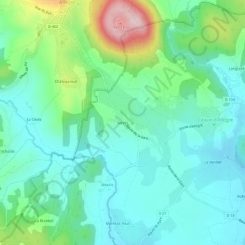 Serres topographic map, elevation, terrain