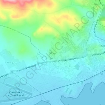 Beni Nefaa topographic map, elevation, terrain