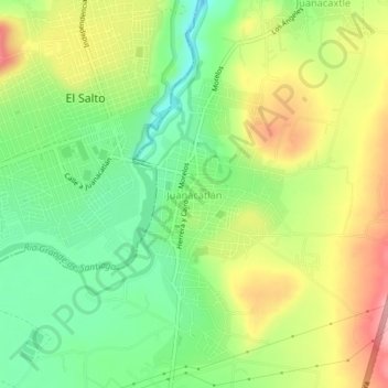 Juanacatlán topographic map, elevation, terrain