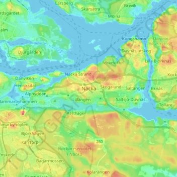 Nacka topographic map, elevation, terrain