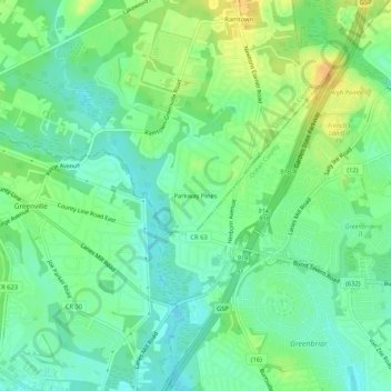 Parkway Pines topographic map, elevation, terrain