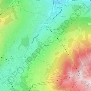 Chozalan topographic map, elevation, terrain