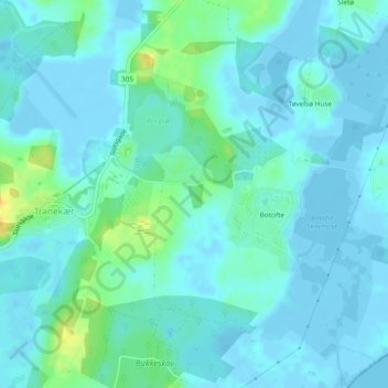 Bastebjerg topographic map, elevation, terrain