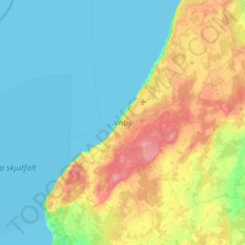 Visby topographic map, elevation, terrain