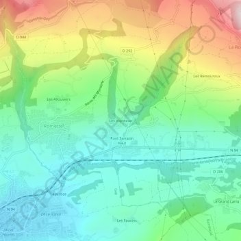 Les Vigneaux topographic map, elevation, terrain