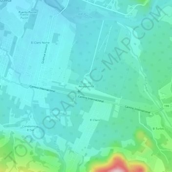 Aeropuerto topographic map, elevation, terrain