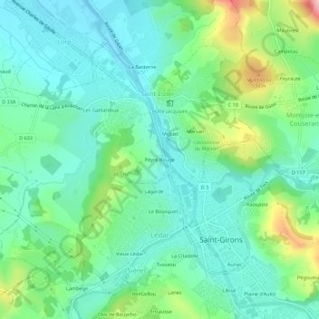 Peyre-Rouge topographic map, elevation, terrain