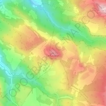 Le Castelas topographic map, elevation, terrain