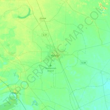 Nawabshah topographic map, elevation, terrain