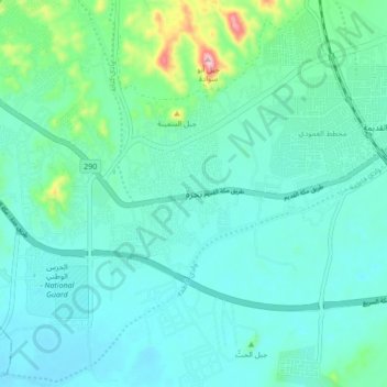 Bahrah topographic map, elevation, terrain