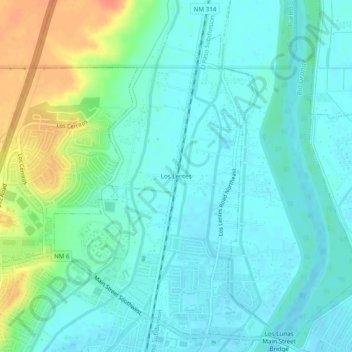 Los Lentes topographic map, elevation, terrain