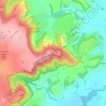 Wheatham Hill topographic map, elevation, terrain