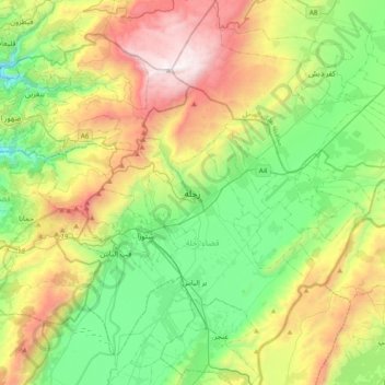 Zahle topographic map, elevation, terrain