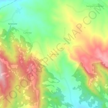 Esenköy topographic map, elevation, terrain