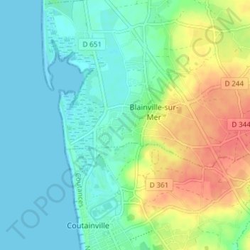 Le Bas de Gruchy topographic map, elevation, terrain