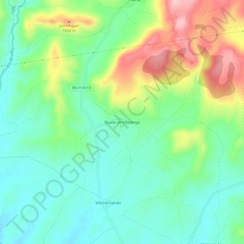 Boada de Villadiego topographic map, elevation, terrain