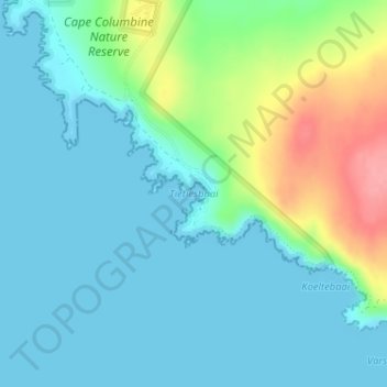 Tietiesbaai topographic map, elevation, terrain