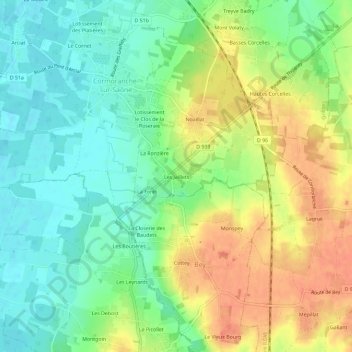 Les Jaillets topographic map, elevation, terrain