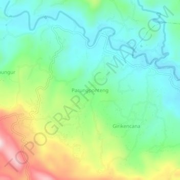 Parungponteng topographic map, elevation, terrain